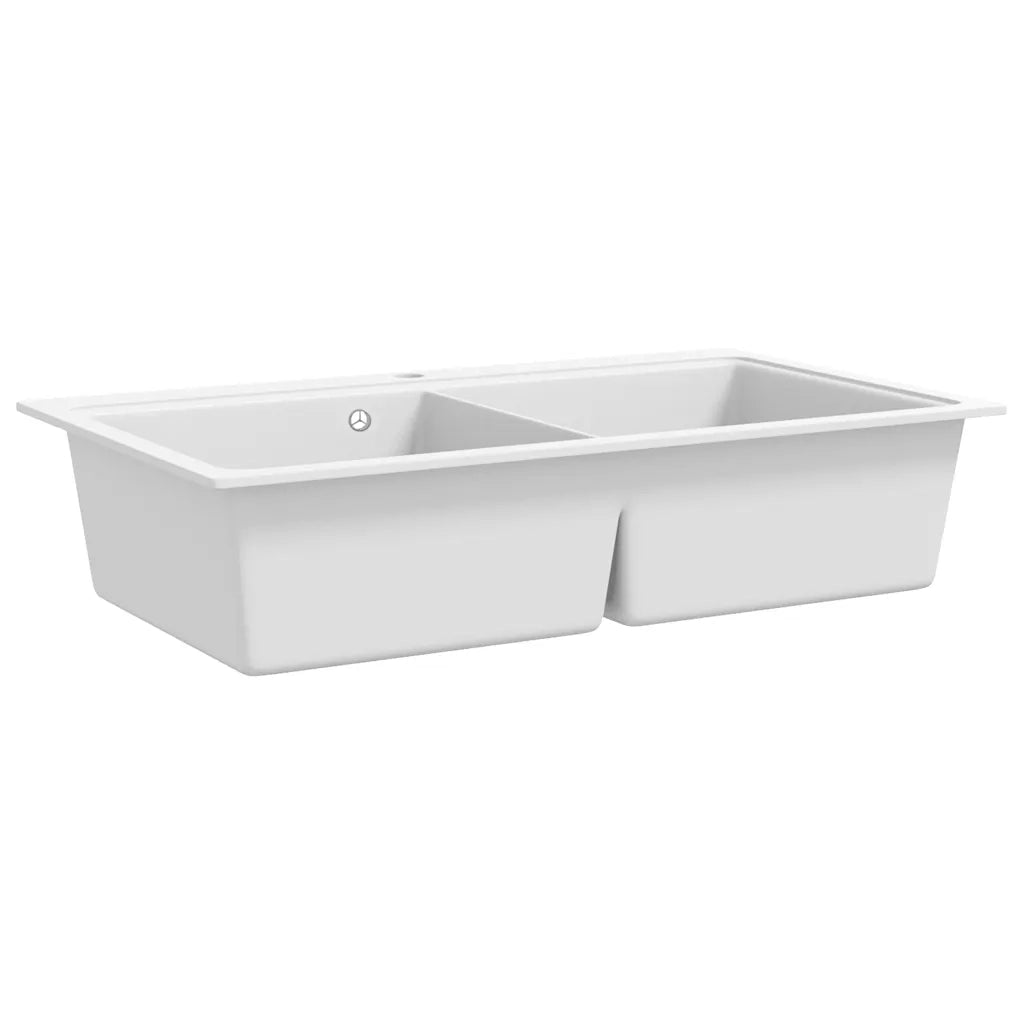 Lavandino Cucina-Lavabo-Lavello granito bianco lavello doppio montaggio sopra