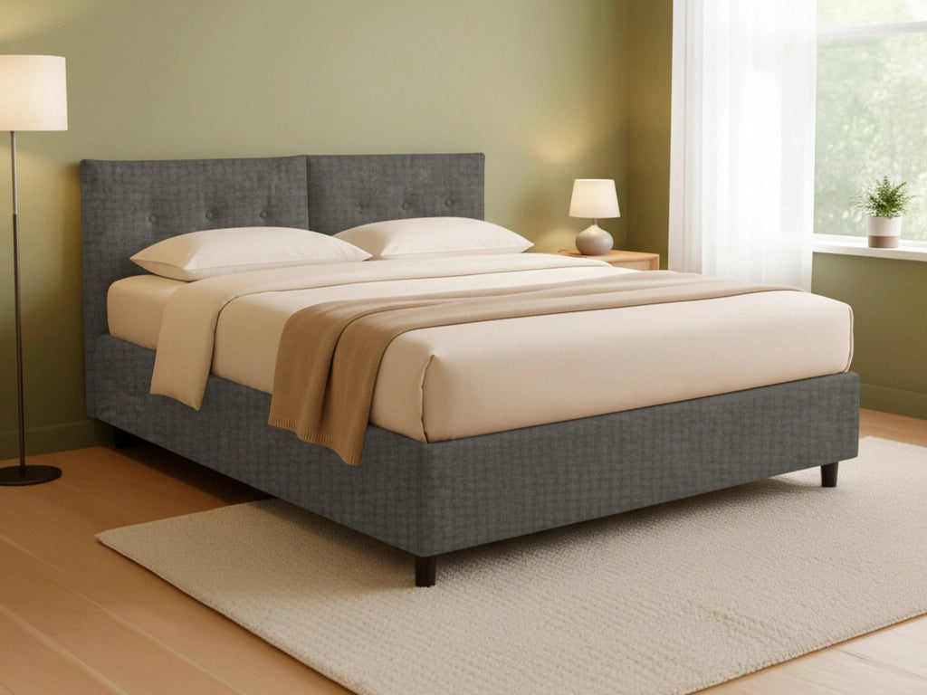 Bath, Letto Matrimoniale Sfoderabile Made in Italy, Grigio Tortora