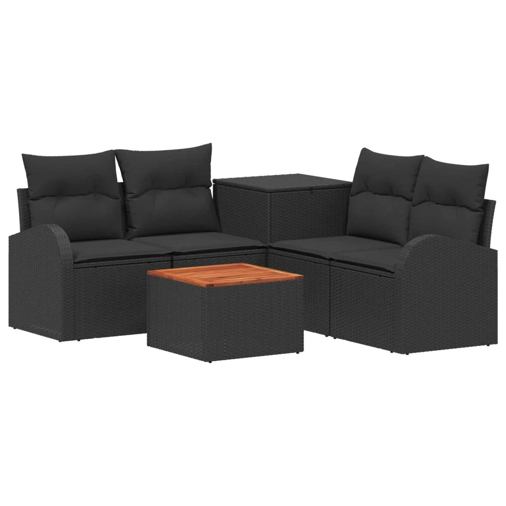 Set di divani 6 pz Nero Rattan sintetico e Acciaio 3447178