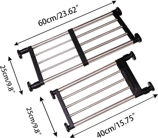 Cassa estensibile con piastra di trasporto regolabile cassetti organizzatori per DIY 40-60cm nero