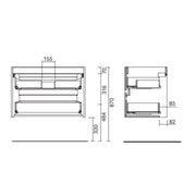 Mobile bagno sospeso Claros80 grigio opaco con lavabo 2 cassetti 80x45x56h