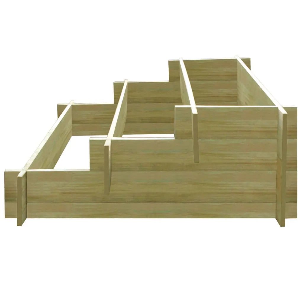 Fioriera | Cassetta per fiori | Vaso a 3 Livelli 90x90x35 cm in Legno Impregnato