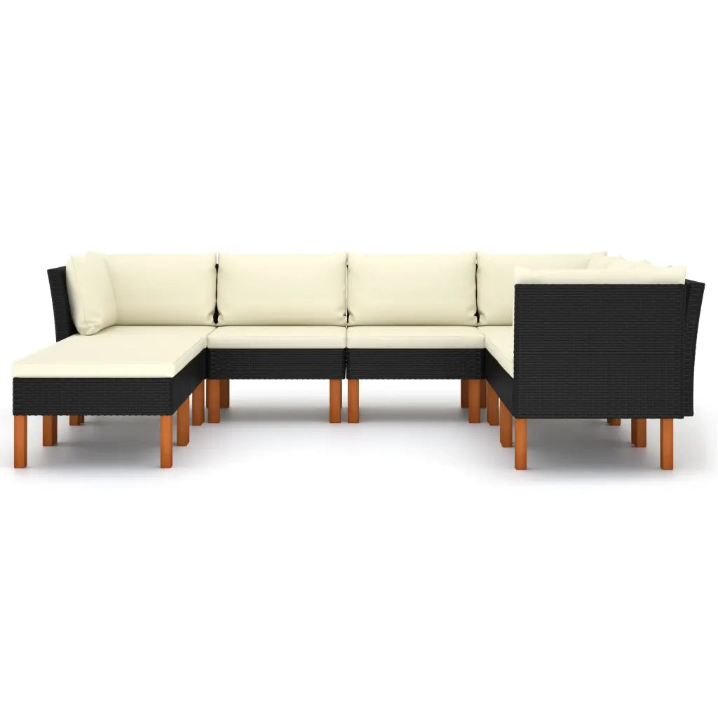 Set Divani da Giardino 8 pz con Cuscini in Polyrattan Nero