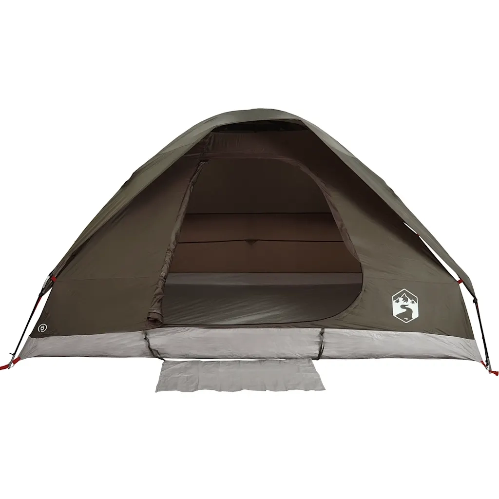 Tenda da Campeggio a Cupola per 4 Persone Marrone Impermeabile