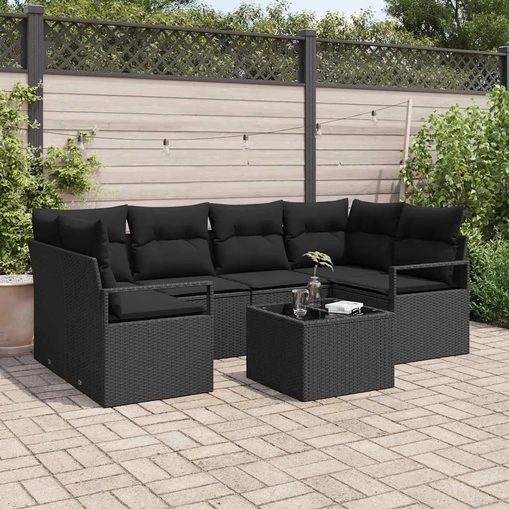 Set di divani 7 pcs Nero polyrattan 3346283