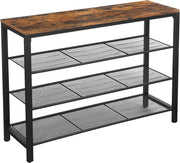 VASAGLE Scarpiera Organizzatore per Scarpe, 100 x 30 x 72 cm, per ingresso, soggiorno, camera da letto, struttura semplice, stile industriale, marrone rustico e nero LBS14BX