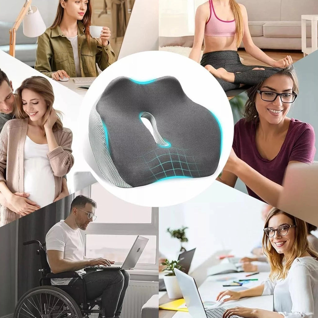 Cuscino ergonomico per seduta in memory foam con base antiscivolo