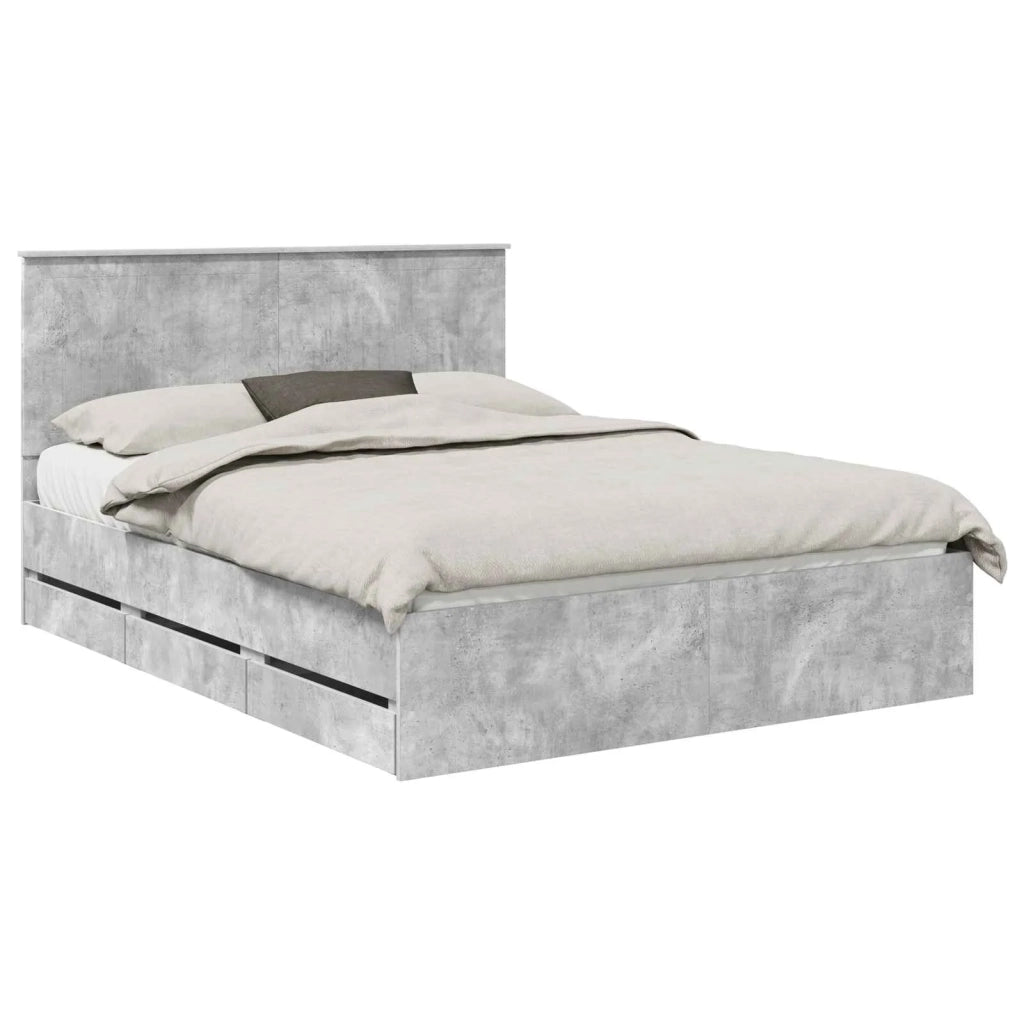 Letto matrimoniale | Letto per adulti | Struttura del letto con cassetto Grigio cemento 150 x 200 cm