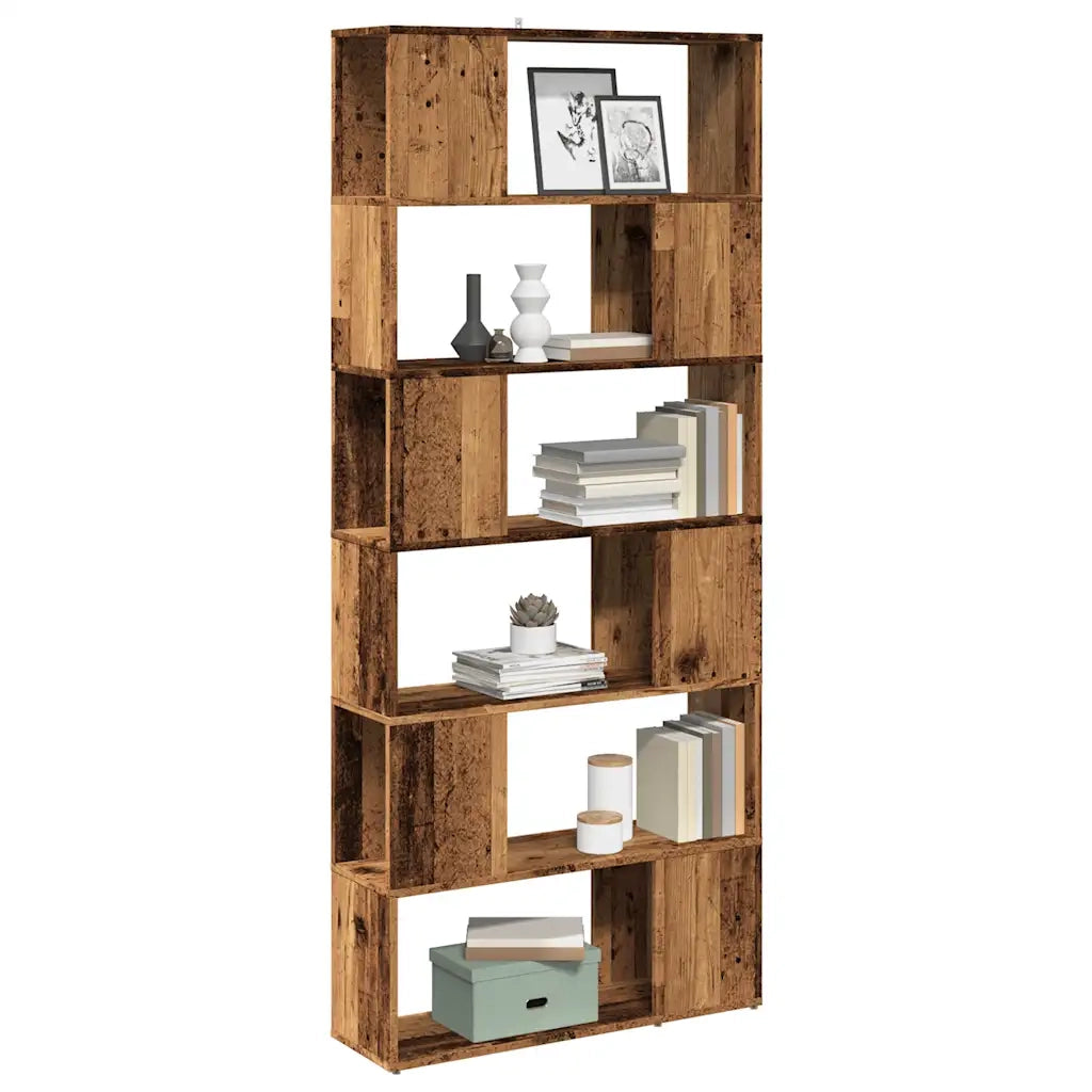 Libreria Divisorio-Scaffale per Libri-Mobile di Stoccaggio Stanza Legno Antico 80x24x186 cm