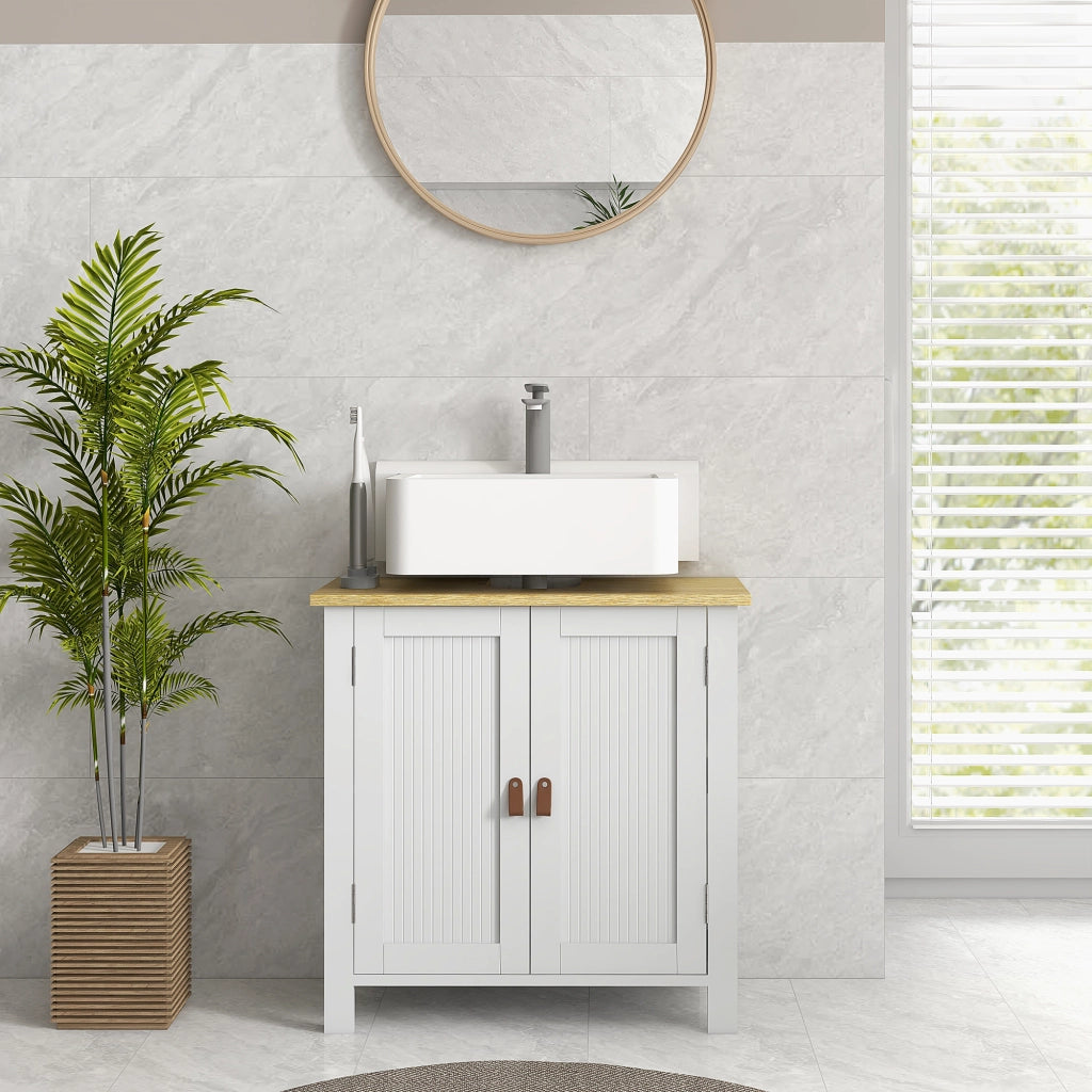 Mobile sottolavabo bagno con 2 ante e ripiano regolabile, 60x30x60 cm, bianco