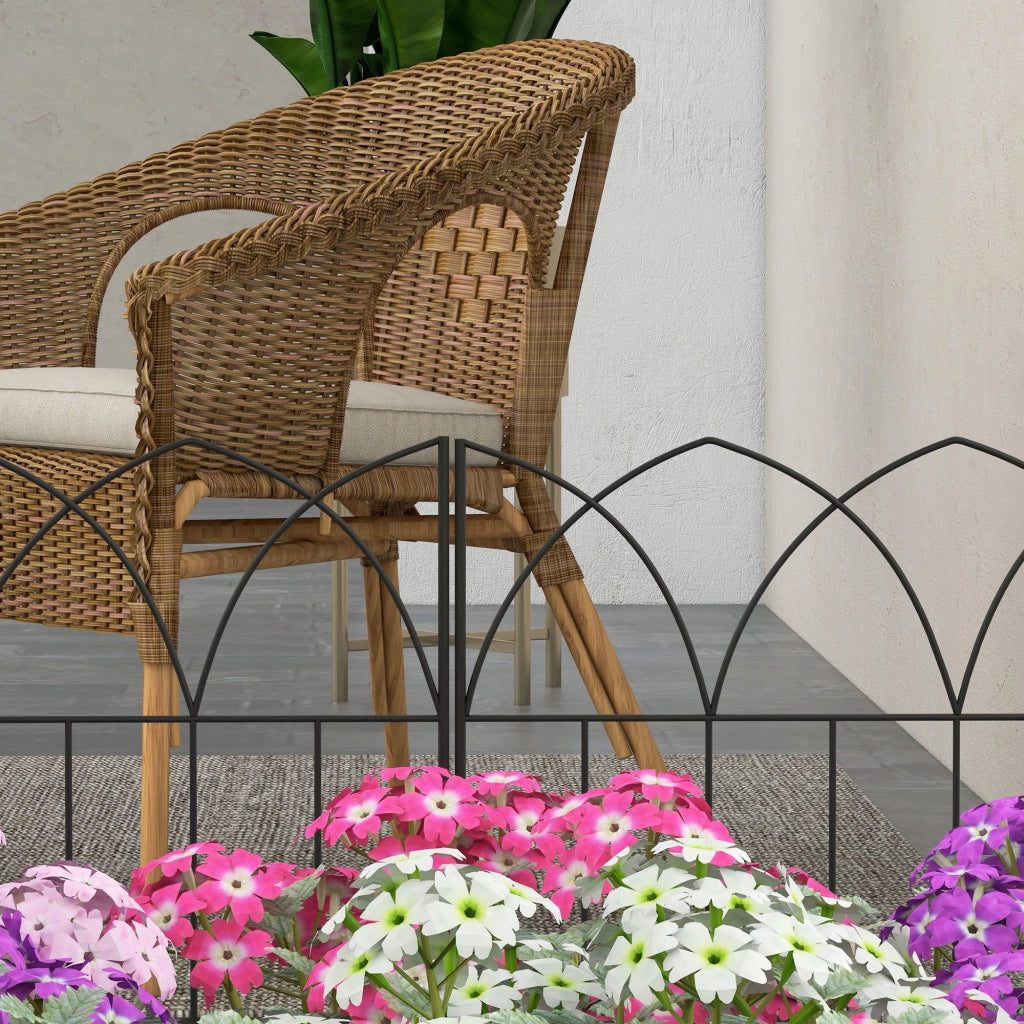 Set 5 Valli Decorativi per Giardino in Metallo ¨C zephmum ¨C Nero 205x45,5 cm