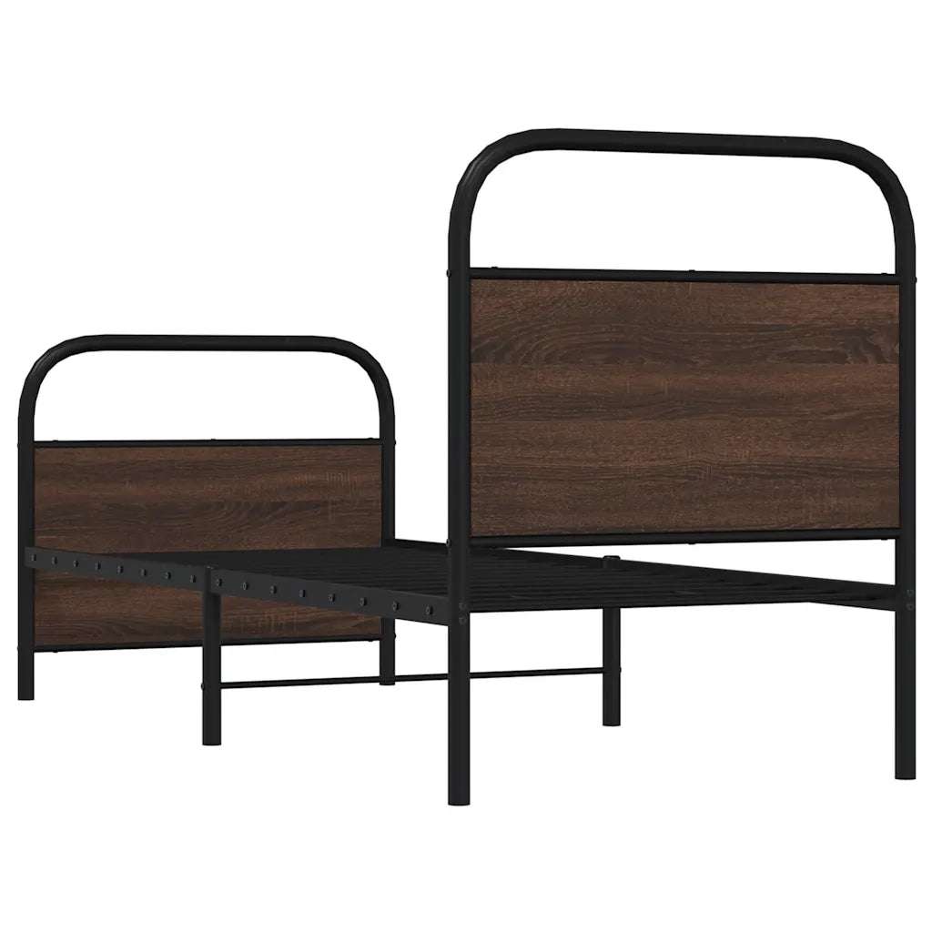 Letto singolo | Letto per adulti | Giroletto senza Materasso Rovere Marrone 75x190cm in Truciolato