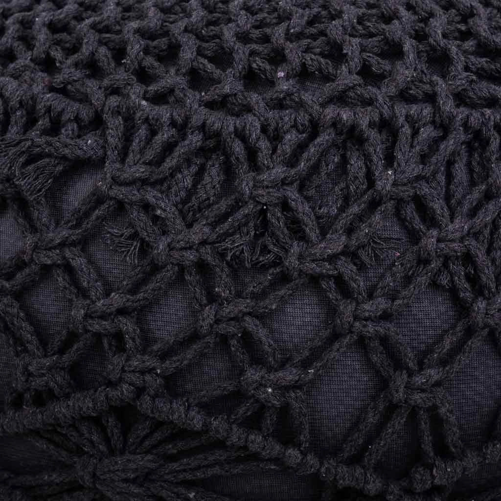 Puff de algodón trenzado gris oscuro 45x45x30
