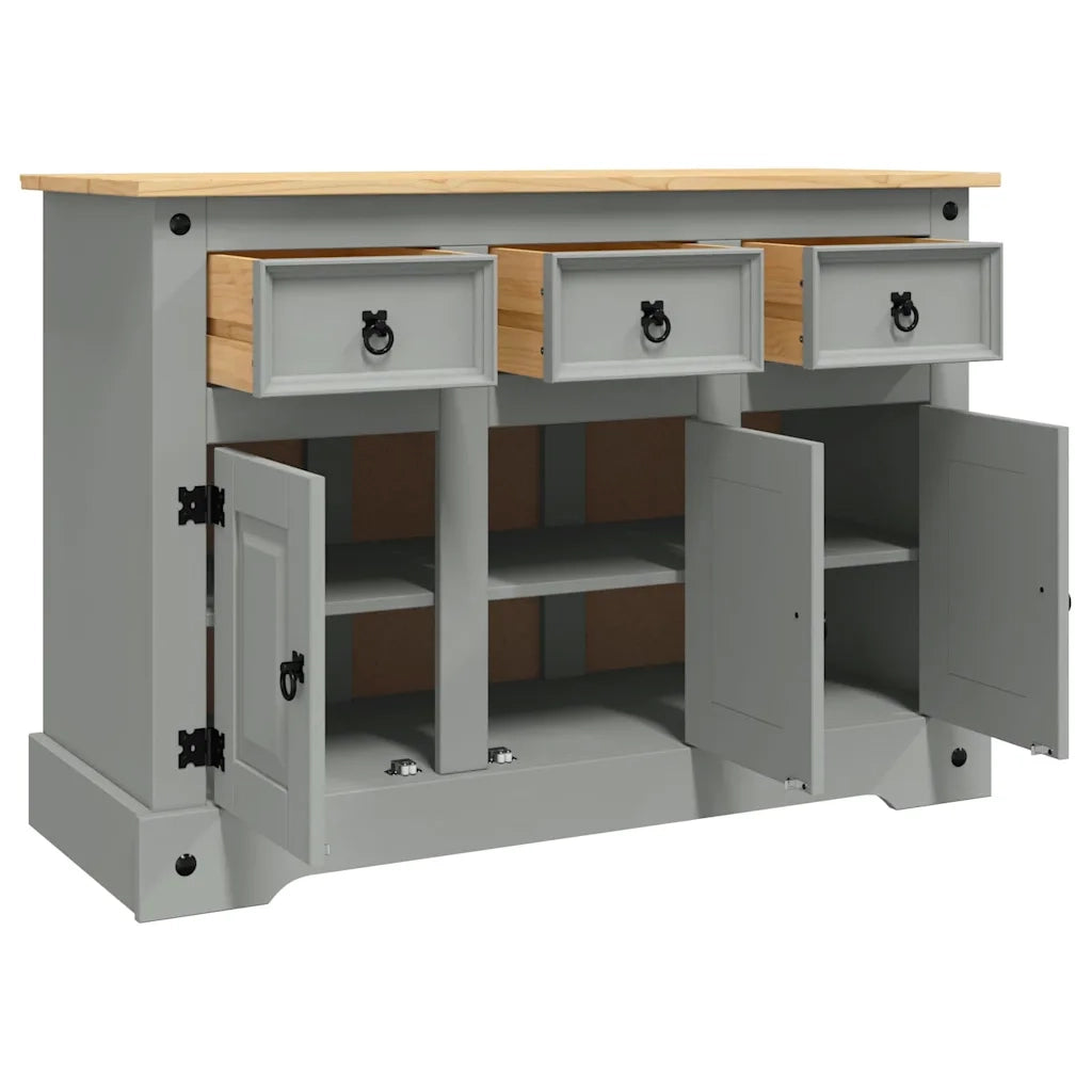Credenza Corona Grigia 112x43x78 cm in Legno di Pino Messicano 355084