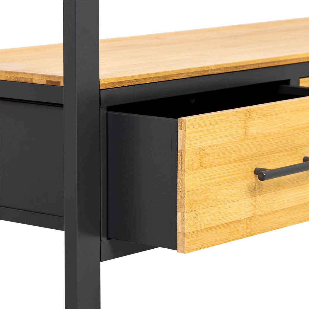 Mobile da ingresso in metallo e legno con 3 cassetti 120x35x79,5h cm