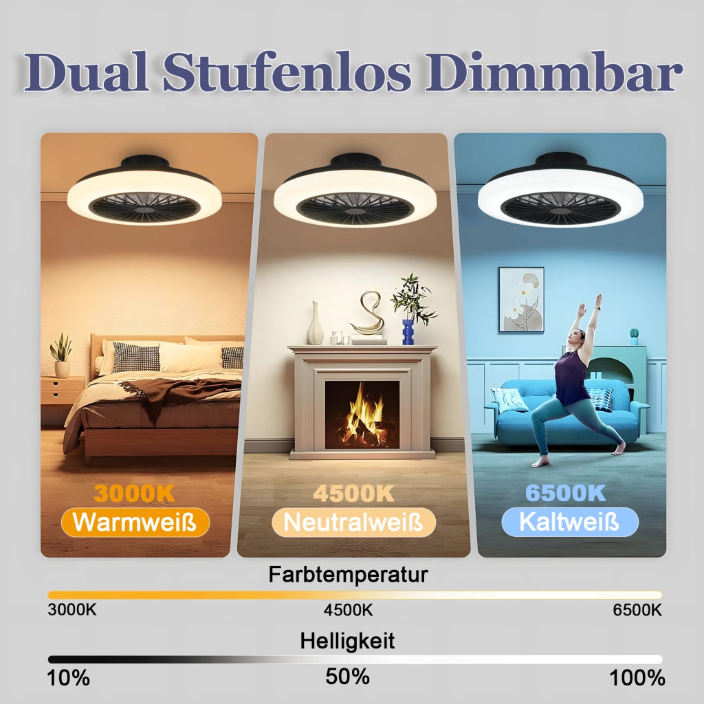 ZMH Ventilatore da soffitto a LED bianco con illuminazione Ventilatore da 40 W silenzioso con telecomando dimmerabile