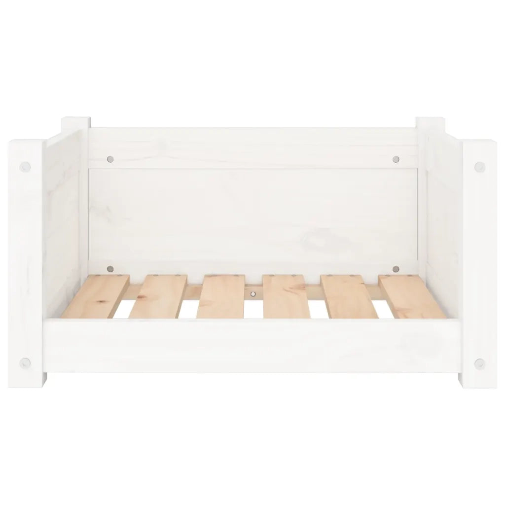Letto per cani bianco 55,5x45,5x28 cm in legno di pino massiccio 821443