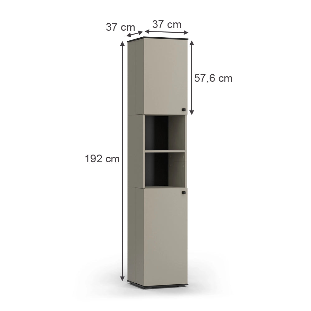 Vicco Armadio per il bagno Grigio 37 x 192 cm con 2 porte