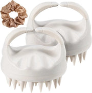 Kit di pulizia capelli a due pezzi con spazzola per massaggiare la testa, silicone liscio, colore legno, per promuovere la crescita dei capelli e sciogliere nodi.