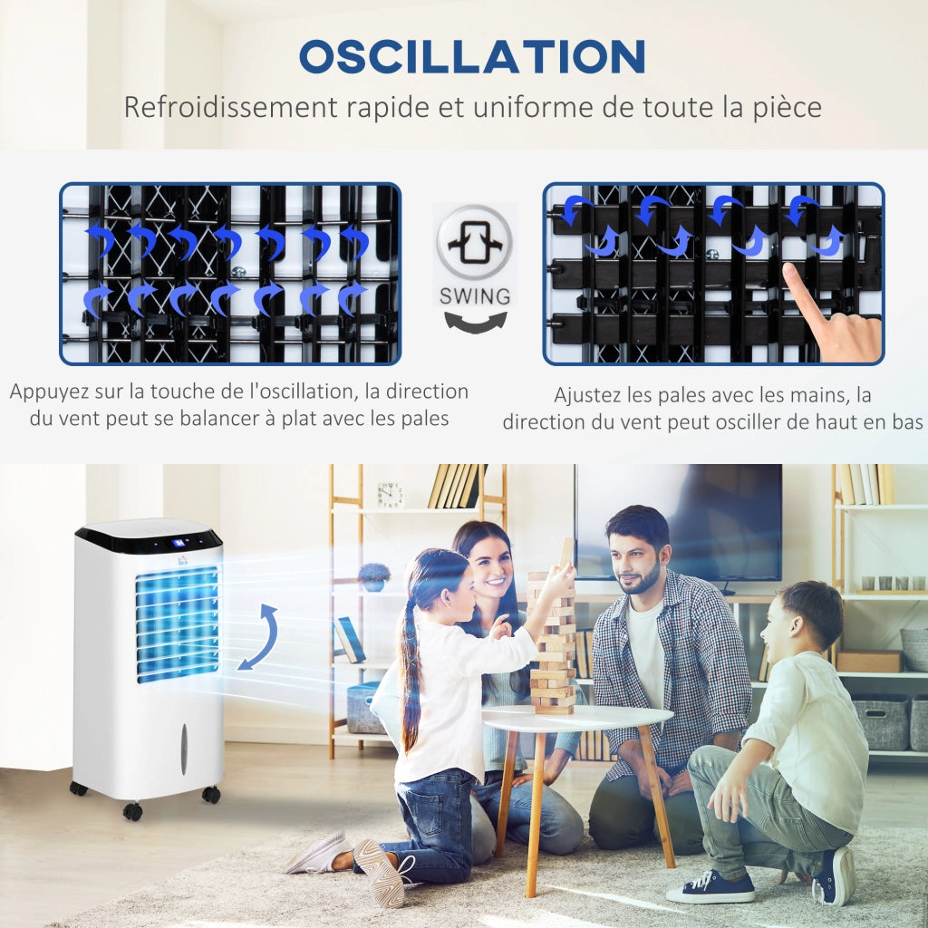 Climatizzatore Raffrescantore d'Aria Portatile 60W Ventilatore Ionizzatore 4 in 1 con Telecomando Silenzioso Oscillante