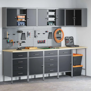 Set di mobili da lavoro con cassetto 12 pcs Nero e Grigio 3321512