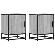 Set di 2 Comodini | Armadio da Notte | Mobiletto da notte Grigio Sonoma 40x31x50cm Legno Multistrato Metallo