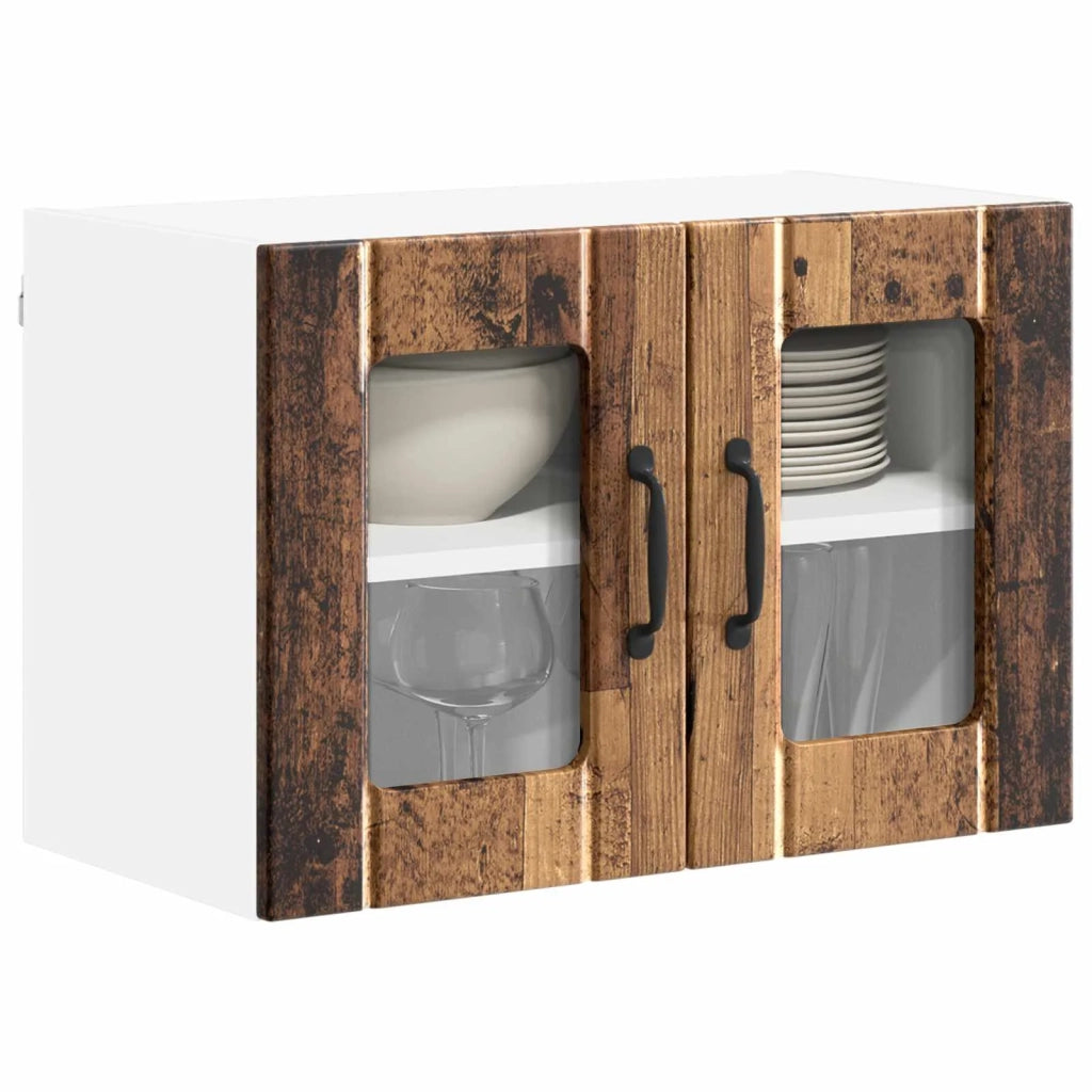 Pensile da cucina | Mobile in vetro da parete LUCCA Legno antico 60 x 31 x 40 cm