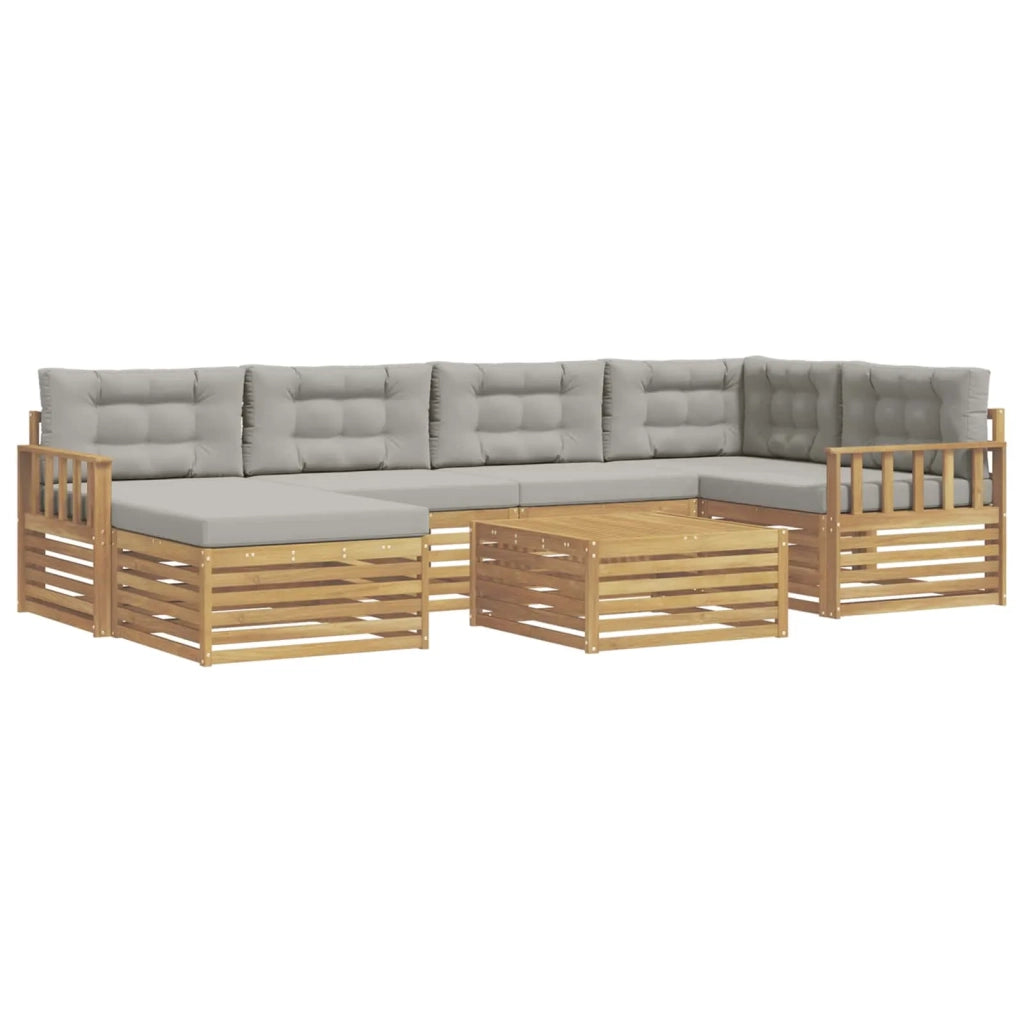 Set di divani da esterno 7 pz Bianco e Grigio Chiaro 3390796