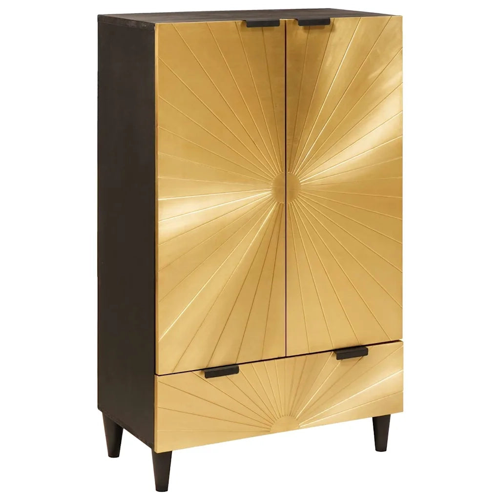 vidaXL Mobile laterale con cassetto Nero e Oro 60 x 33.5 x 100 cm