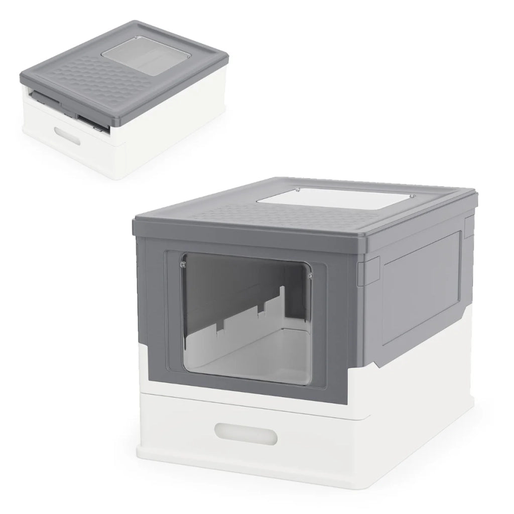 Lettiera pieghevole di design con cassetto scorrevole 50 x 37,5 x 36,5 cm facile da pulire atmosfera accogliente PP grigio 20_0018518