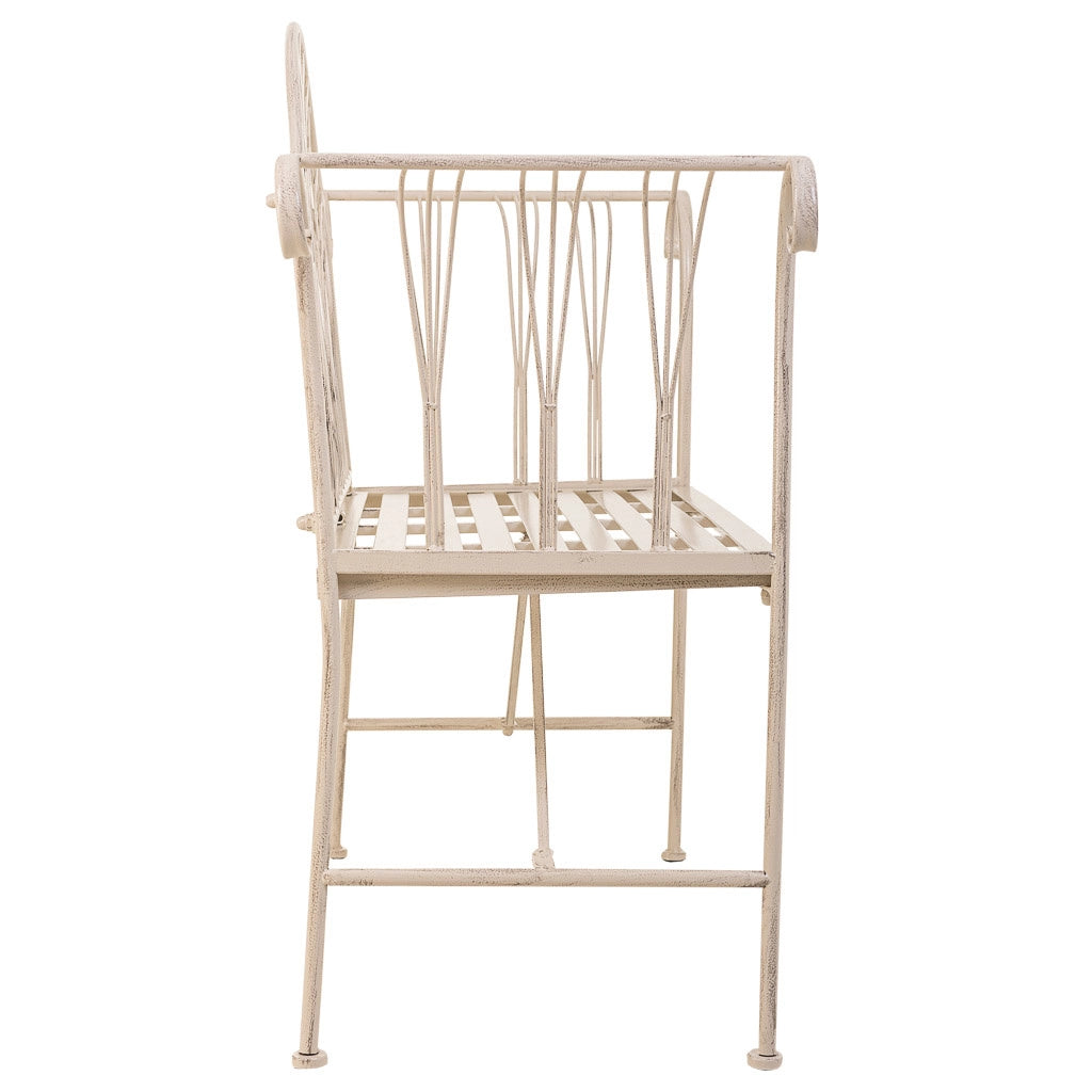 Sgabello in ferro battuto bianco 110x50x88h
