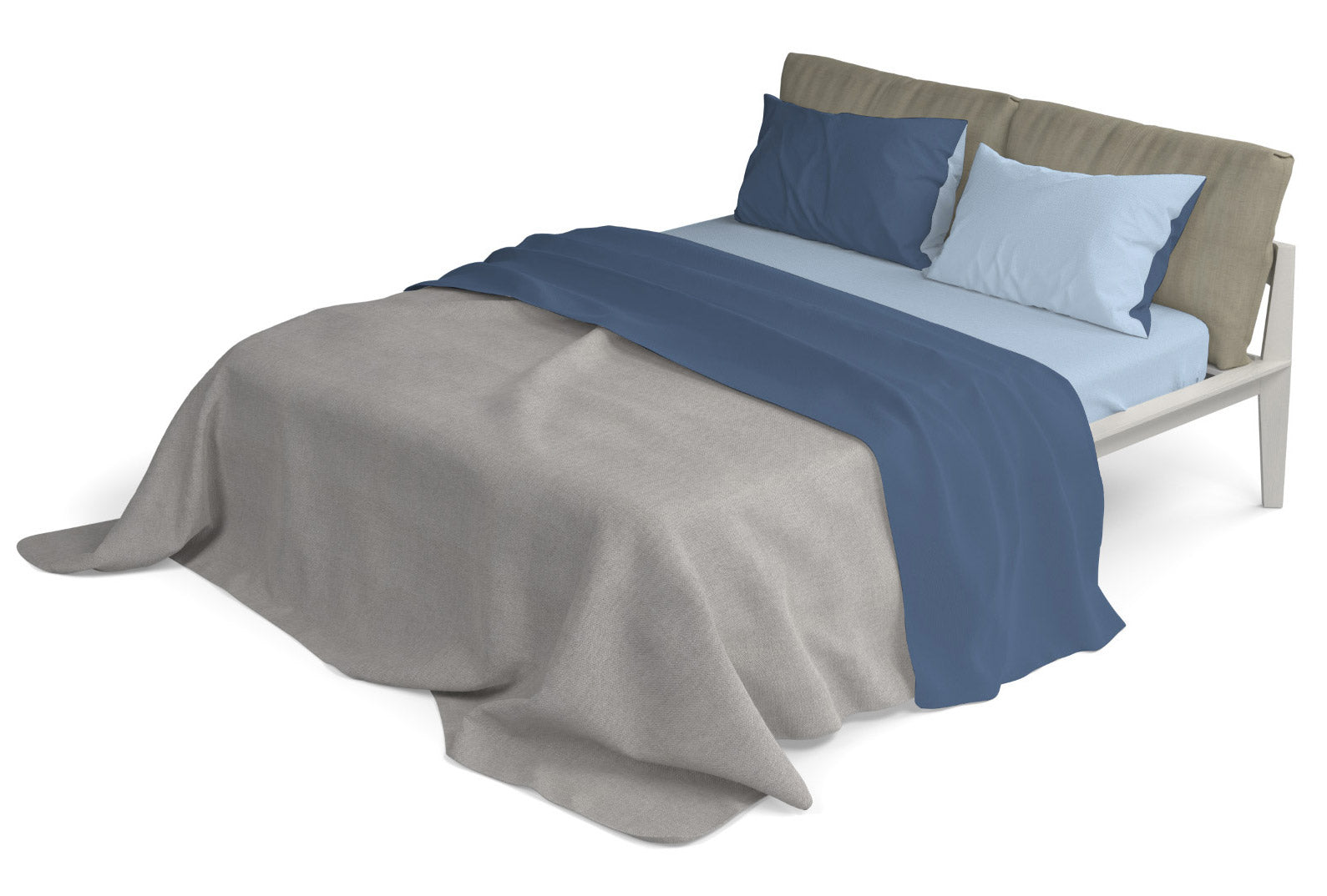 Set Lenzuola 1 Piazza e Mezzo Sopra Sotto e Federe Doubleface Avio/Azzurro