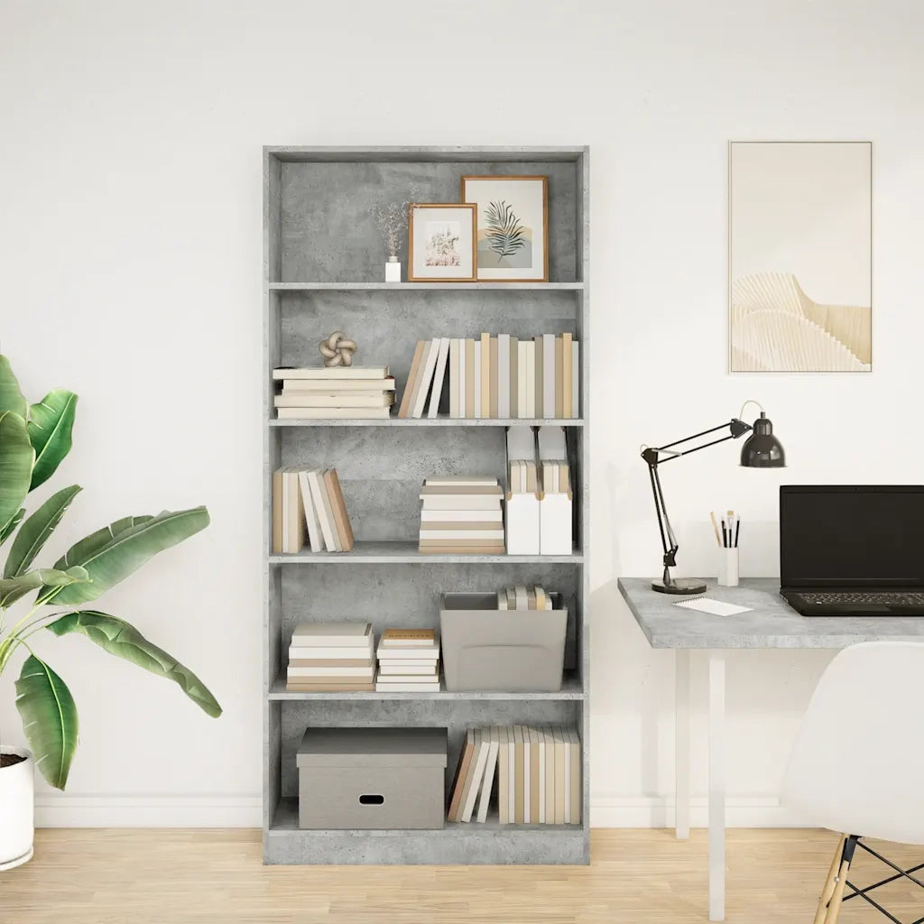 Libreria Grigio Cemento 80x24x176 cm in Legno Multistrato 857856