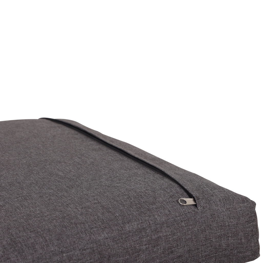 Set da giardino con divano angolare; tavolino laterale e tavolino/poggiapiedi; grigio e nero