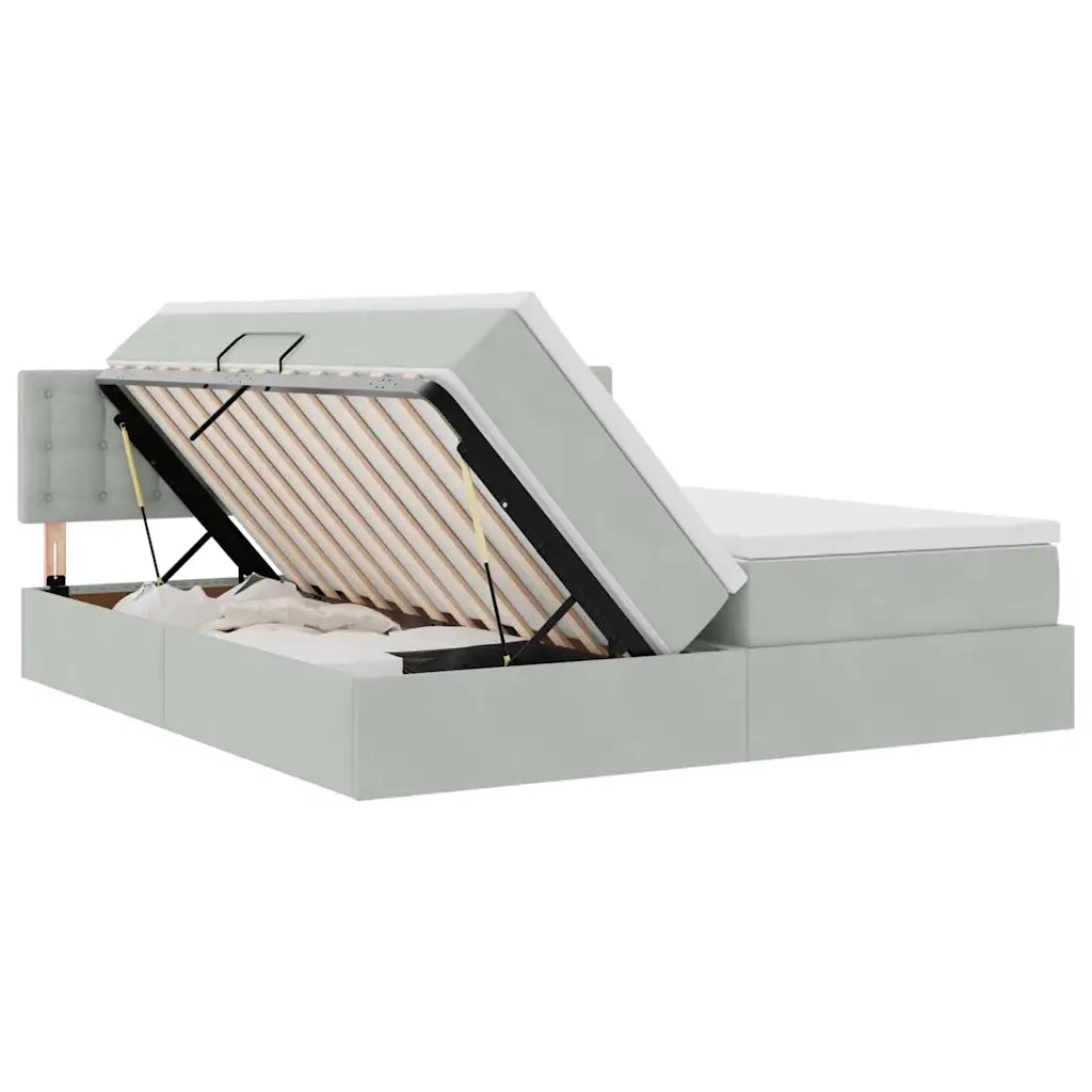 Letto con Contenitore con materasso Grigio chiaro 100 x 200 cm 3371003