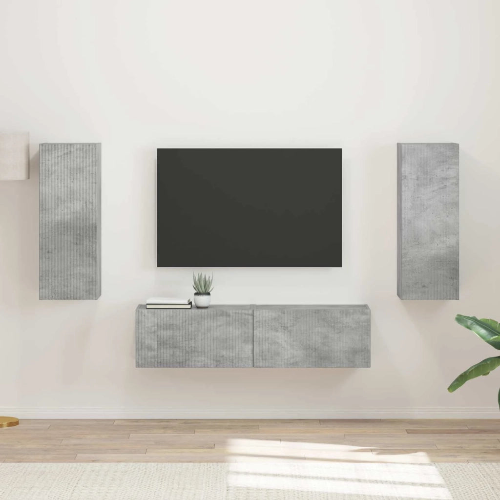 Set mobile TV 2 pz-Credenza per TV Grigio cemento Legno multistrato 699537