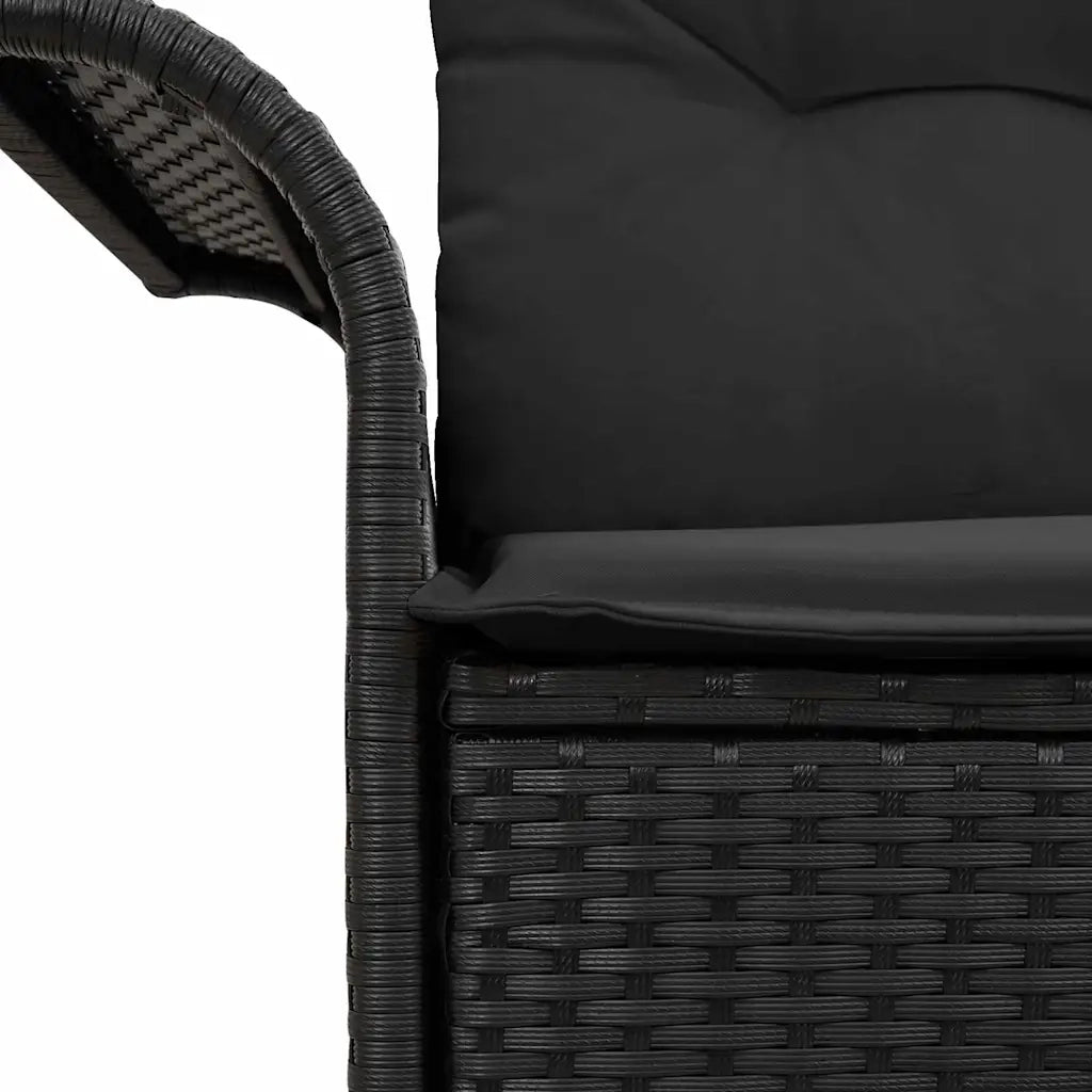 Divano da giardino con cuscino-Sofa da Giardino-Divano da esterno Nero 141 x 62 x 69cm polyrattan 731528