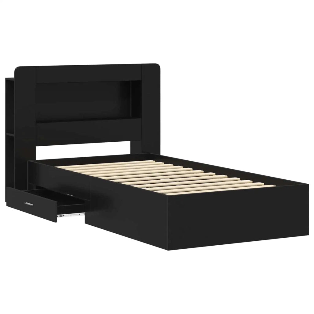 Telaio del letto con storage con cassetto Nero 75 x 190 cm 3433801
