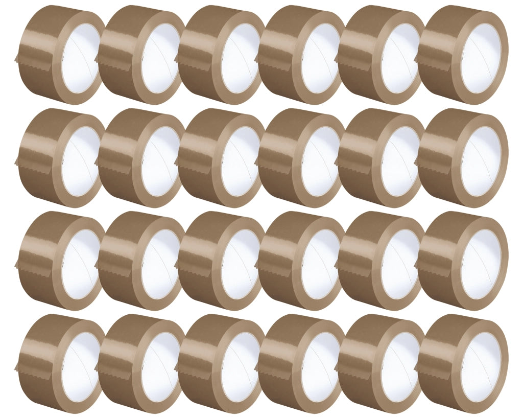 Nastro Adesivo Da Imballaggio Pacchi 50mm x 66 Metri Acrilico Resistente All'Acqua Silenzioso Sigilla Spedizioni Protezione Per Trasloco Prodotto Italiano Avana - 24 Rotoli