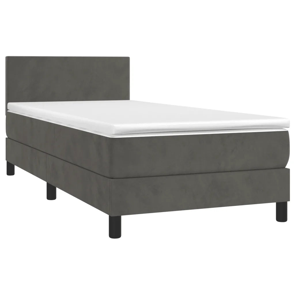 Giroletto a Molle con Materasso Grigio Scuro 100x200 cm Velluto 3141168