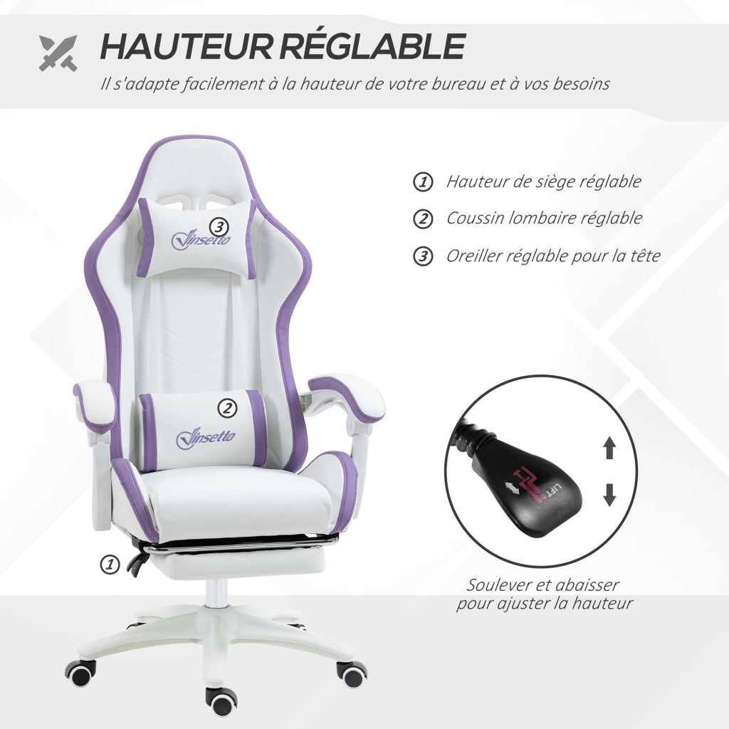 Poltrona Gaming Ergonomica ¨C Zephmum ¨C Bianco 65x65x121-129 cm