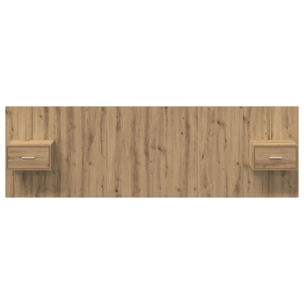 Testata con Comodino 3 pz-Set di 3 Testiera con Contenitore Rovere artigianale Legno multistrato 623823