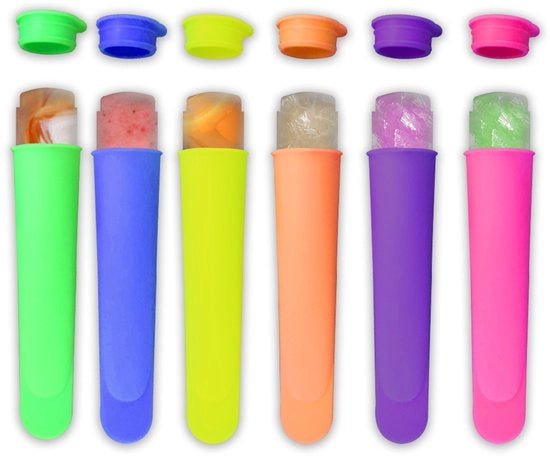 Gusci di silicone a forma di pallina per ghiaccio con coperchi, fatti di silicone (lotto da 6).