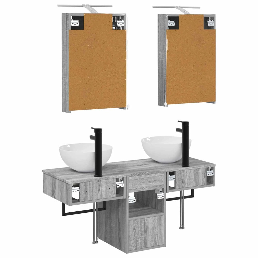 Set di Armadi da Bagno 5 pz Sonoma grigio Legno ingegnerizzato 3406276
