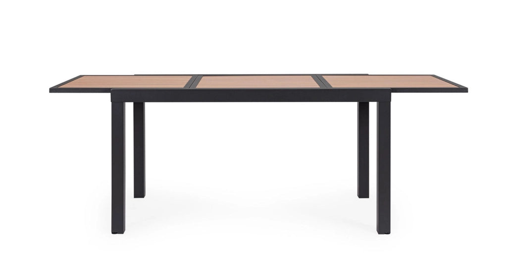 Tavolo Allungabile da Esterno 140-210x77x75h cm in Alluminio e Polywood Hilija Naturale e Antracite