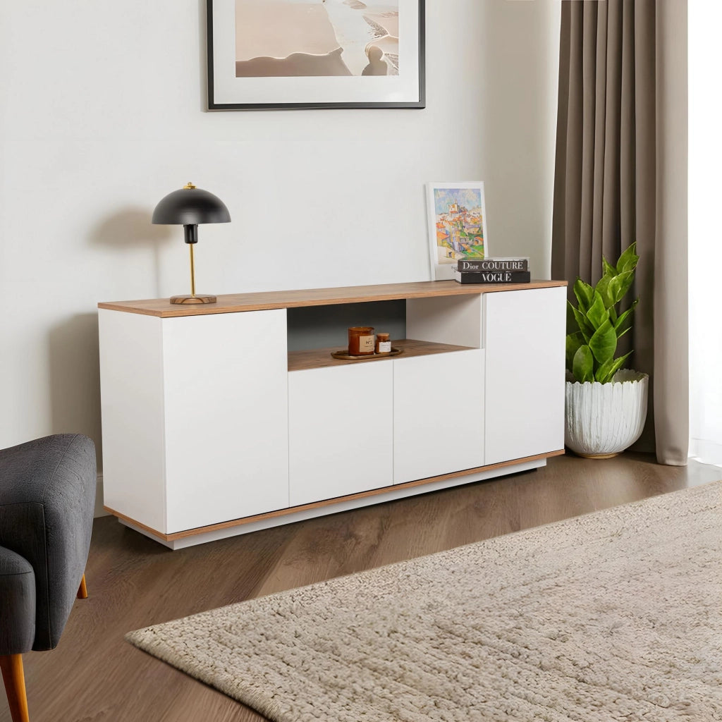 Credenza in legno "Arista" - 180 x 44 x 75 cm - Bianco