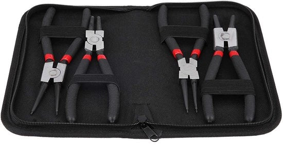 Circlip Tang 4-delig - Gereadschap Professionale - Acciaio Cromo Vanadio - 180mm/7 pollici - Tas di Ripristino - Resistentente all'Usura e Corrosione