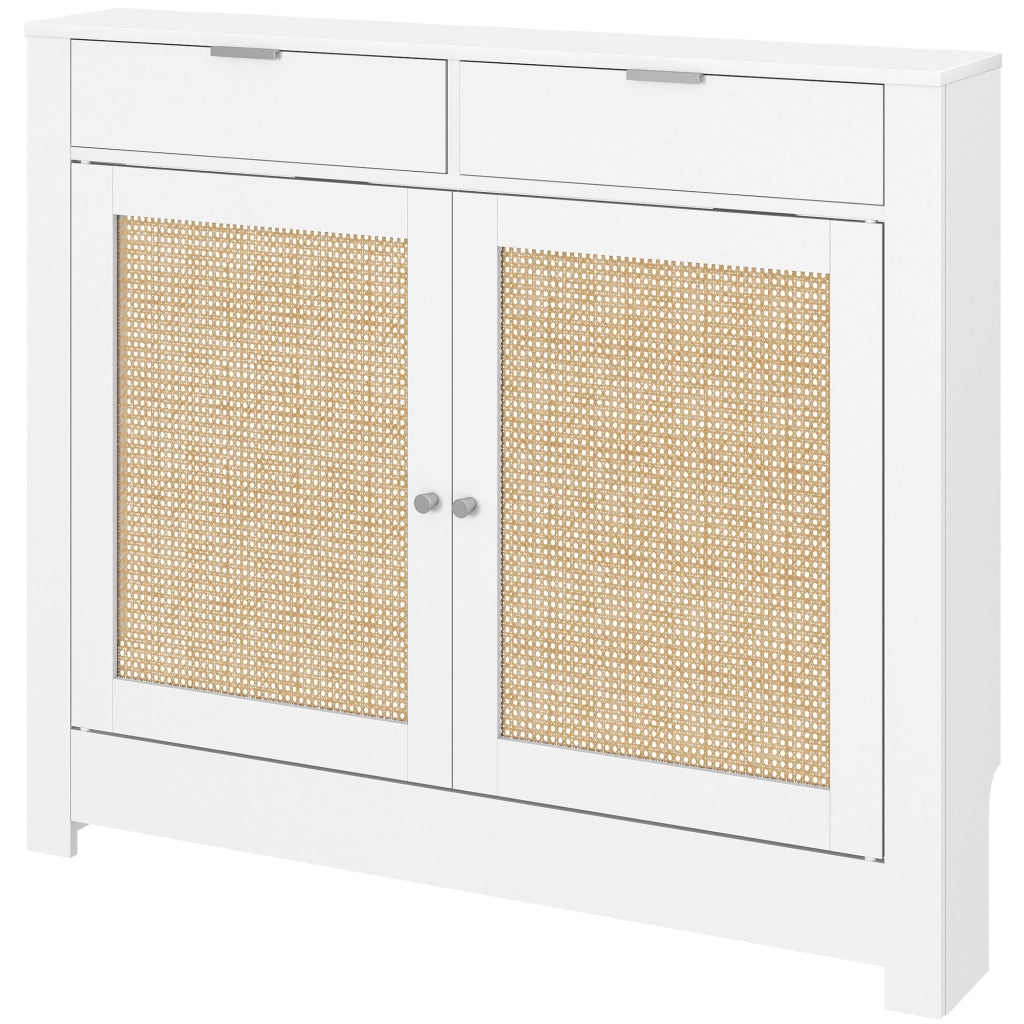 Cubre Radiatori con Porte Battenti e Ratanio 2 Scomparti ¨C Minimal ¨C Bianco