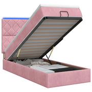 Letto Ottomano con Materasso e LED Rosa 90 x 190 cm Velluto 3458348