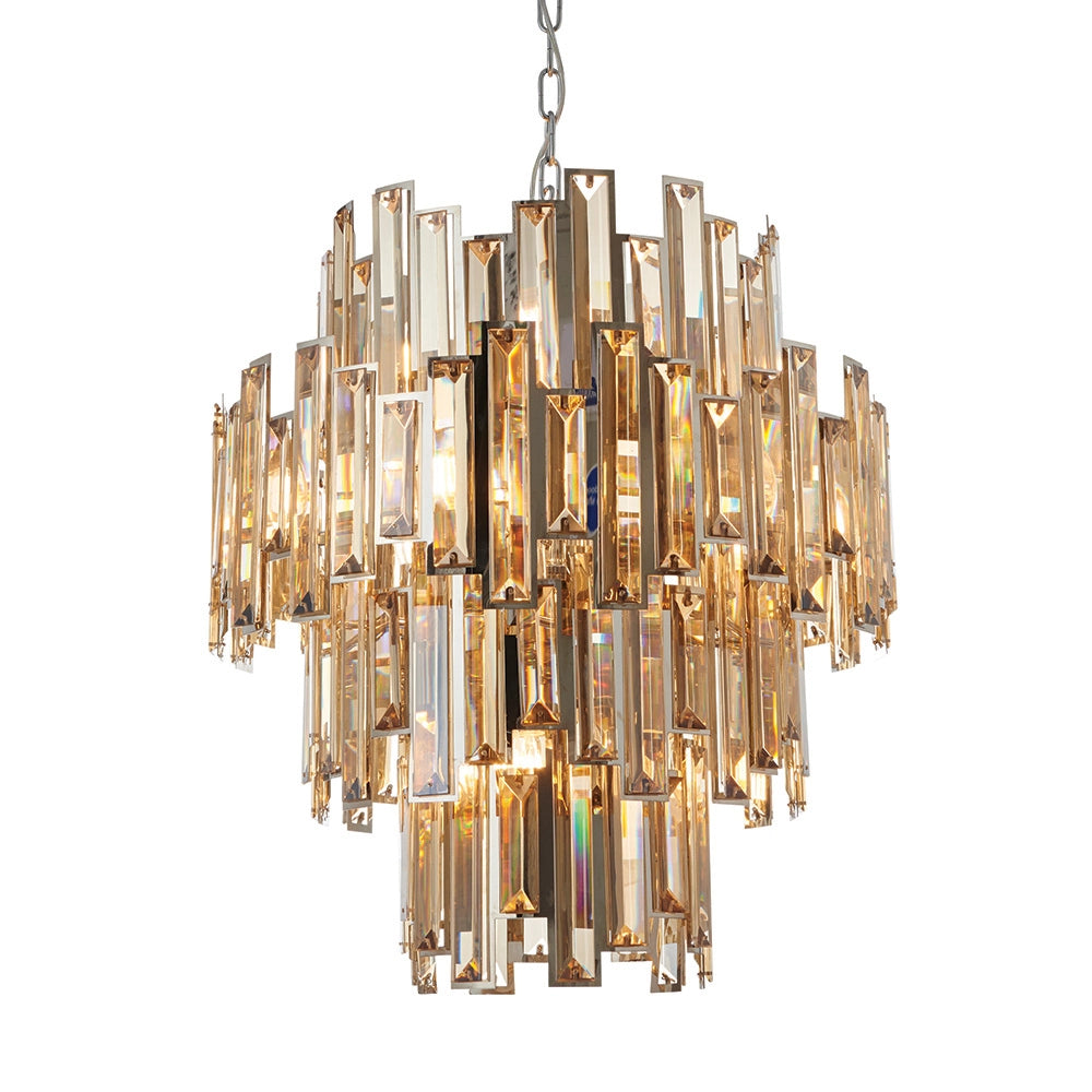 Lampadario Viviana glamour cristallo champagne 12xE14 Endon